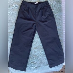 Banana Republic Black Wide-Leg Cropped Trousers